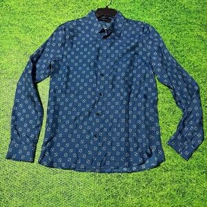 AMIRI Navy Paisley Blue size medium Button Down Shirt Authentic NWT